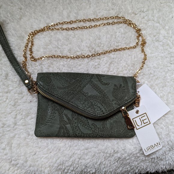 Urban Expressions Handbags - NWT Olive Green Paisley Vegan Leather Crossbody Bag